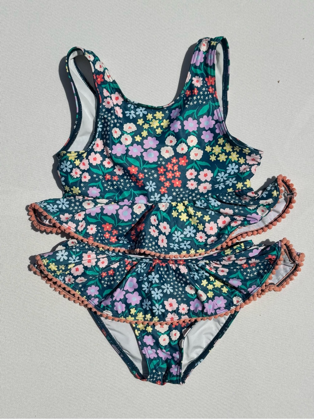 Tucker + Tate girls' Floral Peplum Tankini Swimsuit